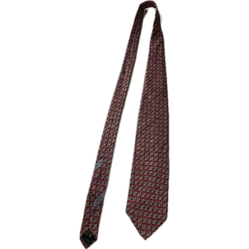 Ermenegildo Zegna Silk Red Tie Print 58” 3.5 Floral